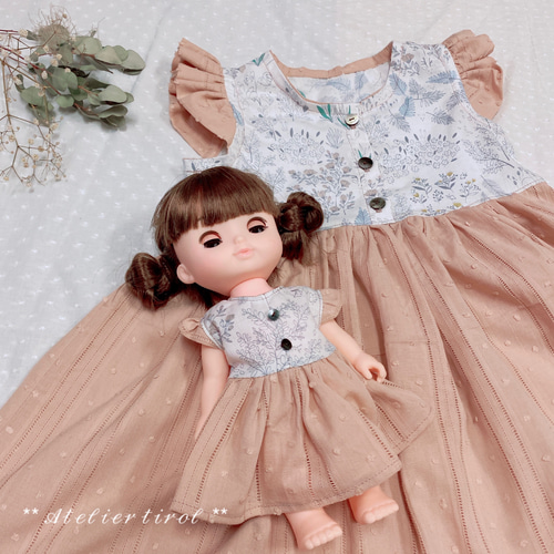 エプロンワンピース キッズ Mサイズ100cm〜110cm ホワイト 子供