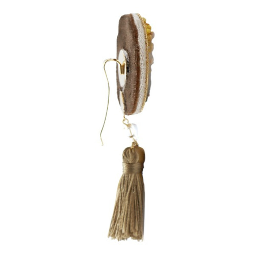 ポニーフック「猫とミモザ」手刺繍 ネコみみリボンポニーフック(ミモザ・グリーンフラワー) ポニーフック