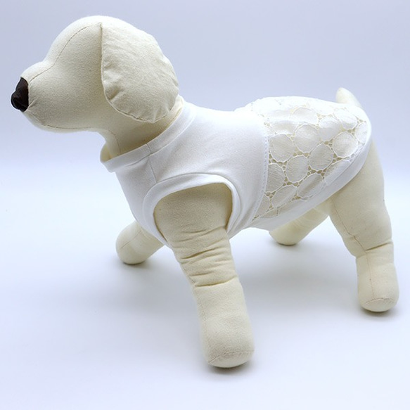 犬服バルーンワンピサークルレースXS handmade-202108-004 ペット服 