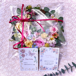 ＊Flower wreathe♡モーヴピンクのラナンキュラスと薔薇リース♡アーティフィシャルフラワー♡25㎝×30㎝＊ 6枚目の画像