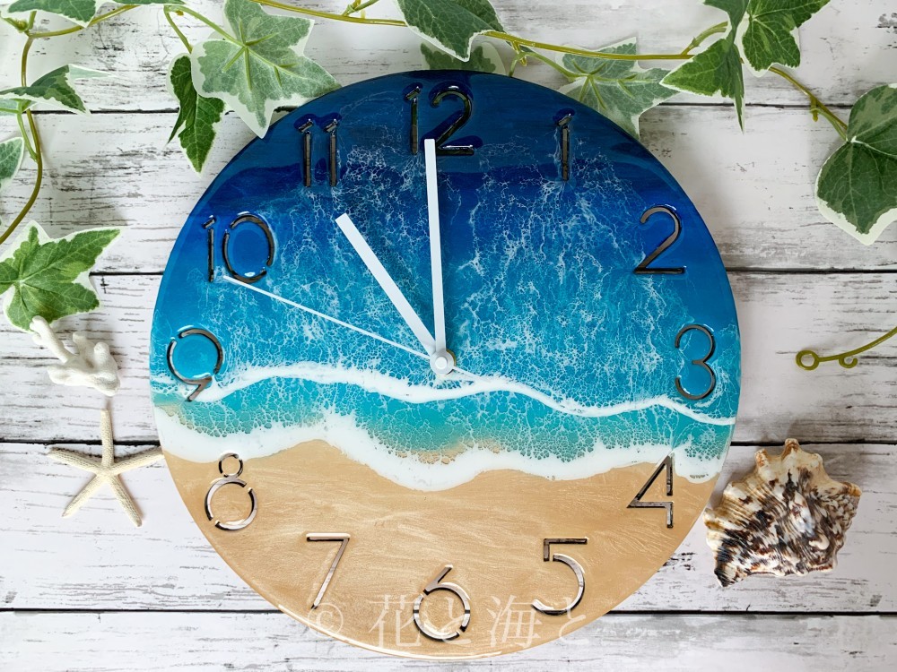 海レジン 波レジン かけ時計 掛け時計 起き時計 海レジン 波レジン 海