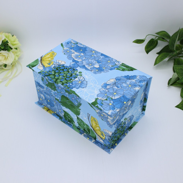 ＜再販＞紫陽花！　カルトナージュ♪　オシャレなマスクボックス（ COTTAGE BLEU/紫陽花　ライトブルー） 1枚目の画像