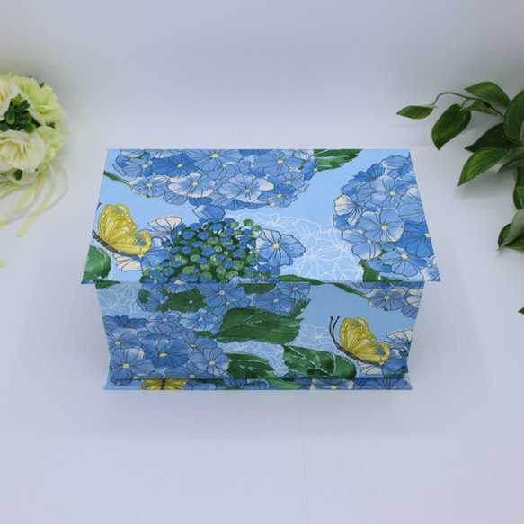 ＜再販＞紫陽花！　カルトナージュ♪　オシャレなマスクボックス（ COTTAGE BLEU/紫陽花　ライトブルー） 2枚目の画像