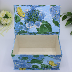 ＜再販＞紫陽花！　カルトナージュ♪　オシャレなマスクボックス（ COTTAGE BLEU/紫陽花　ライトブルー） 4枚目の画像