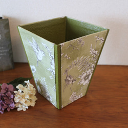 カルトナージュ♪　フランス製 トワルドジュイ　マルチボックス　（花と小鳥のリフレイン / グリーン） 6枚目の画像