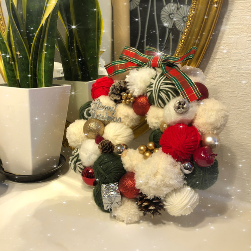 SOUL'd OUT♡Xmasふわふわ毛糸玉リース♡ リース mint 通販 10721552