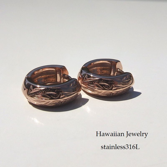 ～さざ波の煌めき～ Hawaiian Jewelry stainless316L フープピアス 12ｍｍ 〈1ペア価格〉 1枚目の画像