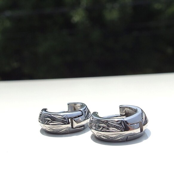 ～さざ波の煌めき～ Hawaiian Jewelry stainless316L フープピアス 12ｍｍ 〈1ペア価格〉 8枚目の画像