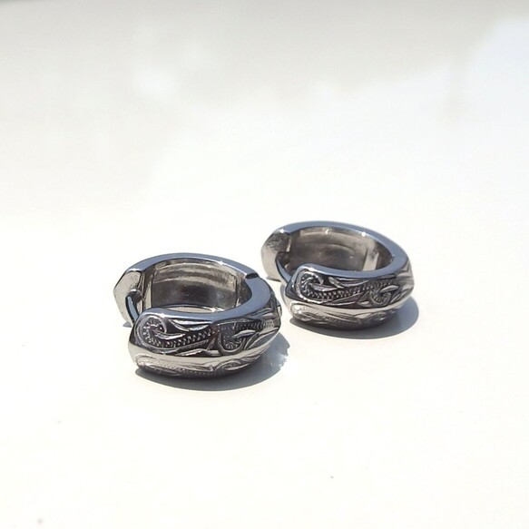 ～さざ波の煌めき～ Hawaiian Jewelry stainless316L フープピアス 12ｍｍ 〈1ペア価格〉 10枚目の画像