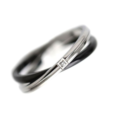 名入れOK＊クリスタルクロス ペアリング 結婚指輪 ステンレス