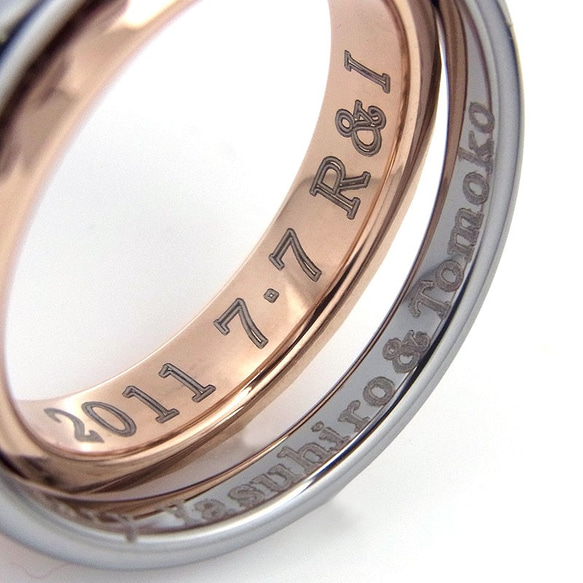 ＊名入れＯＫ＊クリスタルクロス ペアリング 結婚指輪 ステンレス 名入れ 刻印〈2本ペア価格〉 8枚目の画像
