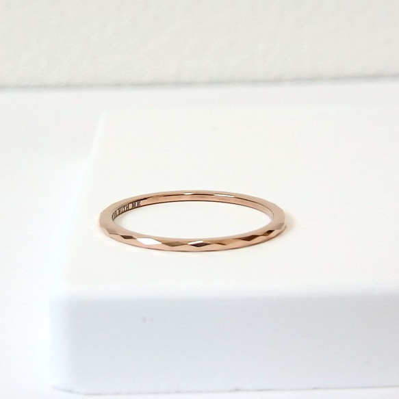 *＊...桜色のJewel Ring...＊*  ピンクゴールド 指輪  ピンキーリング 刻印 名入れ〈1本価格〉 2枚目の画像