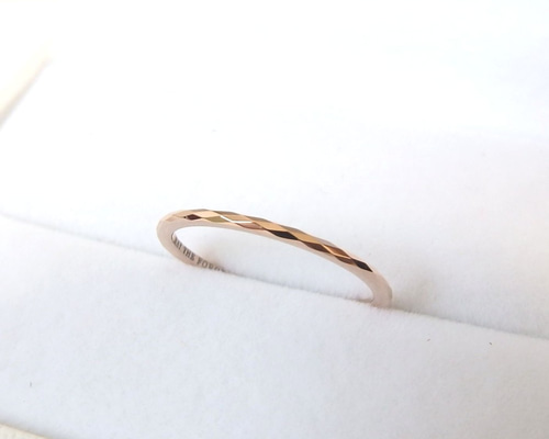 桜色のJewel Ring＊* ピンクゴールド 指輪 ピンキーリング 刻印 名