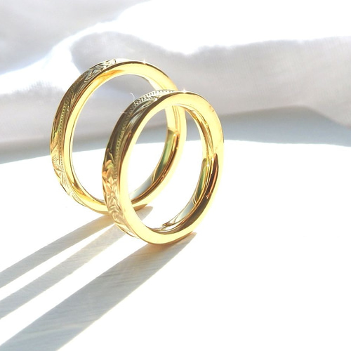贅沢な輝きのゴールドペアリング＊* マリッジリング 結婚指輪 名