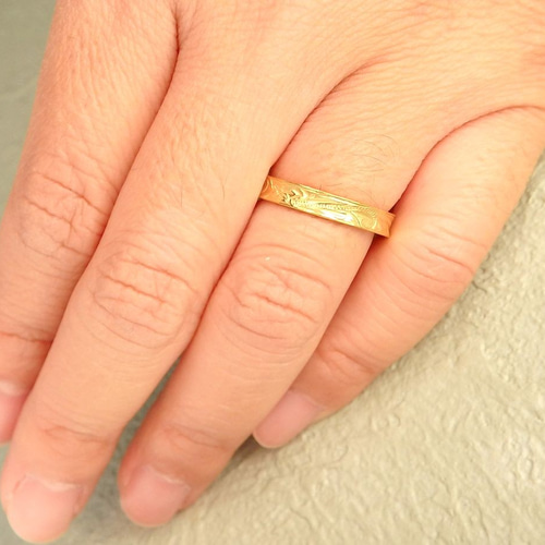 贅沢な輝きのゴールドペアリング＊* マリッジリング 結婚指輪 名入れ 