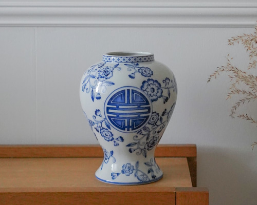 1点もの◇オリエンタルなブルーシノワズリのフラワーベース 一輪挿し