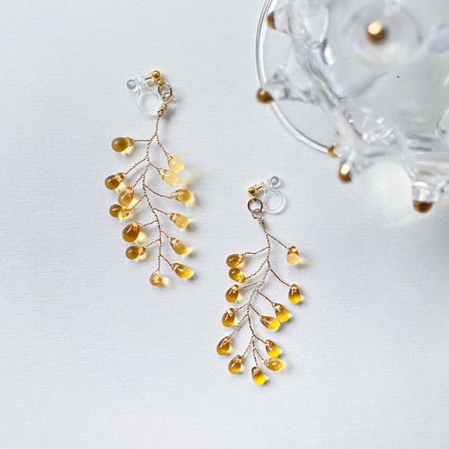 shizuku yellow | ドロップ ビーズアクセサリー ドロップビーズ 大振り