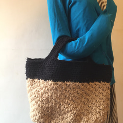 麻紐と裂き布のシンプルバッグ 2枚目の画像
