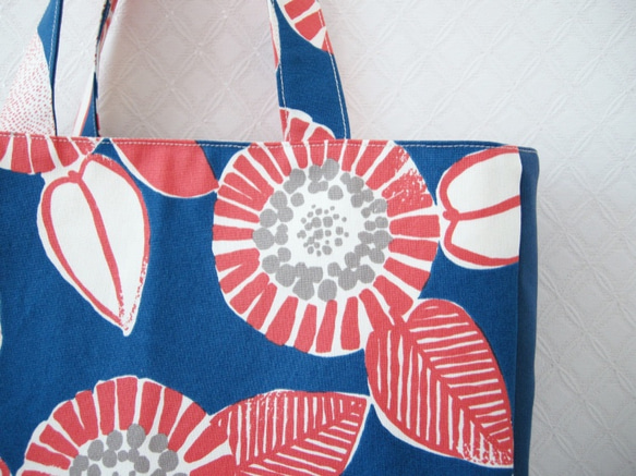 kadomaru tote / blue flower 3枚目の画像