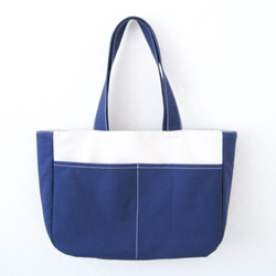 kadomaru pocket tote / navy 1枚目の画像