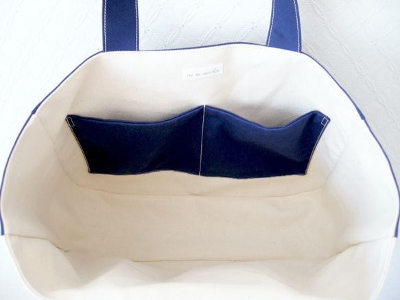 kadomaru pocket tote / navy 3枚目の画像