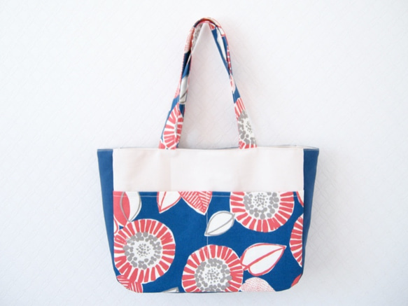 kadomaru pocket tote / blue flower 1枚目の画像