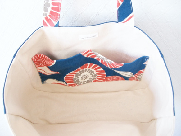 kadomaru pocket tote / blue flower 3枚目の画像