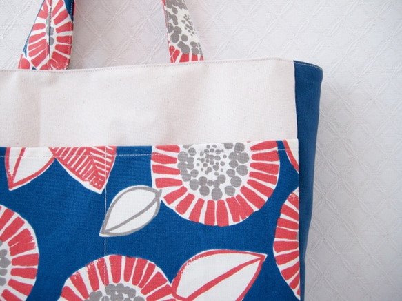 kadomaru pocket tote / blue flower 4枚目の画像