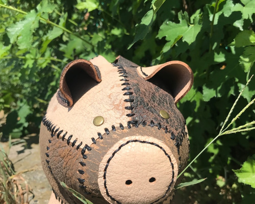 レザー　ニワトリ　貯金箱　インテリア ニワトリ貯金箱 | tsuitachi craft&brocante