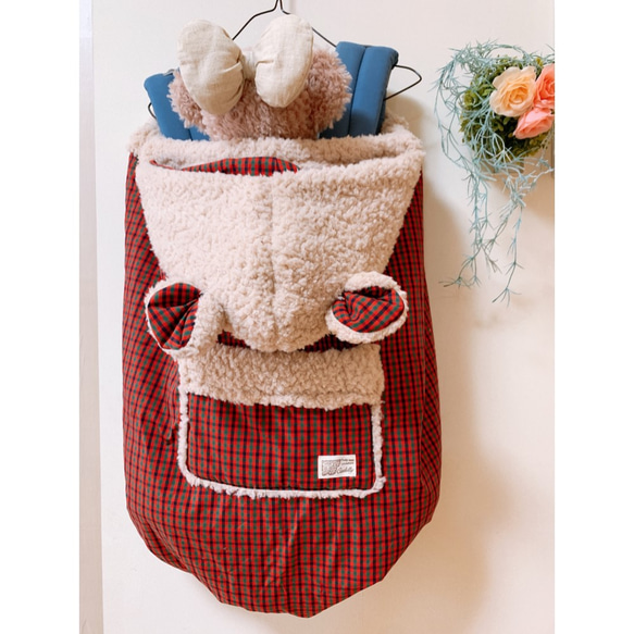 3wayベビー用もこもこ防寒ケープ ファミリアR×ベージュ スリング