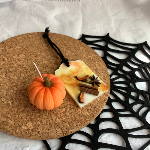 ハロウィンキャンドルかぼちゃ&アロマワックスサシェのセット