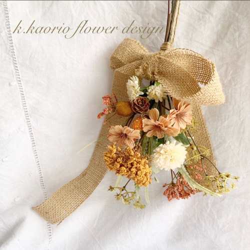秋のアーティフィシャルフラワー＊アレンジメントスワッグ