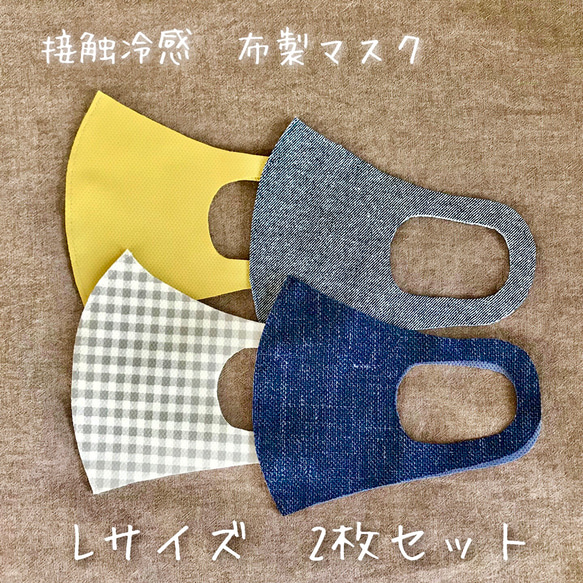 【2枚セット】接触冷感　布製マスク　Lサイズ 1枚目の画像