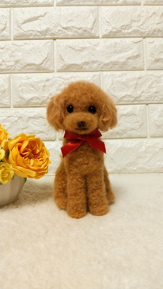 羊毛フェルト 犬 トイプードル 羊毛フェルト犬 トイプードル / にっこりプードルちゃん / トイ