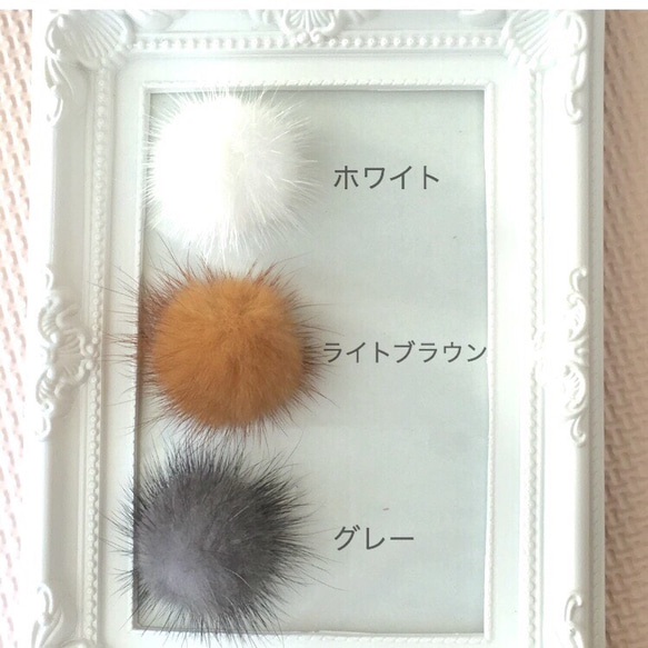 【再販×6♡】一粒コットンパールのミンクファーキャッチピアス 4枚目の画像