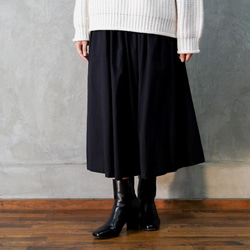 《合わせやすい♬》プレーン　フレアー　ロング　スカート　ブラック　 5枚目の画像