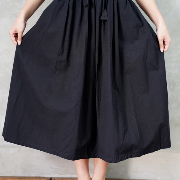 《合わせやすい♬》プレーン　フレアー　ロング　スカート　ブラック　 9枚目の画像