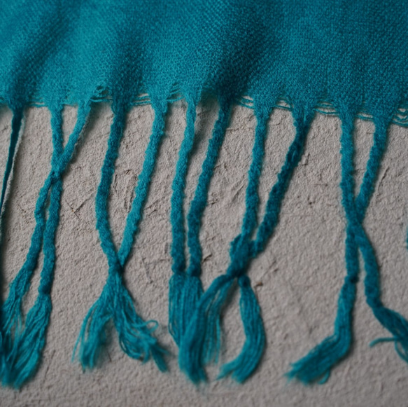 【ギフト】　刺繍　　ビスコース　ストール　ターコイズ　ブルー 10枚目の画像