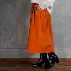 プレーン　フレアー　スカート　オレンジ 4枚目の画像