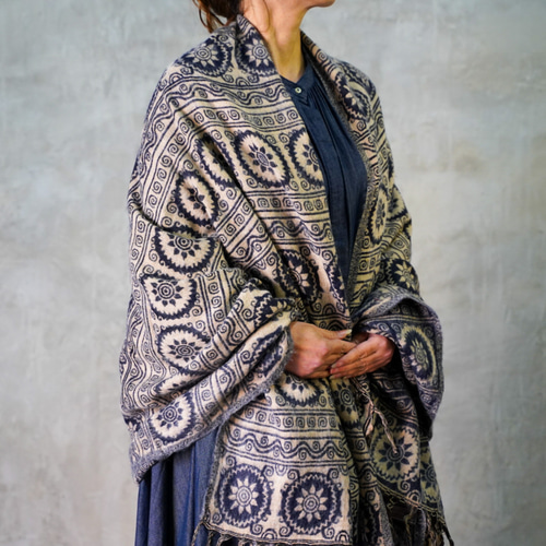 ≪タイル柄≫大判ストール ネイビー ストール panipani 通販 13088969