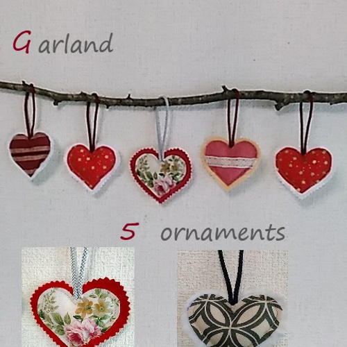 ハートのオーナメント♥5個入り クリスマス ガーランド 和モダン