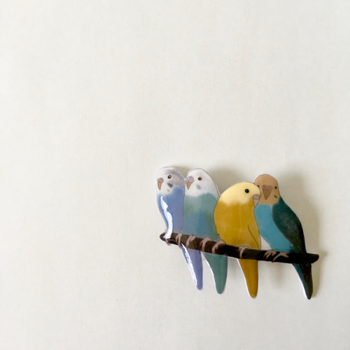 寄り添う インコ バレッタ ヘアクリップ セキセイインコ ポニーフック