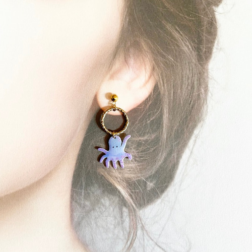 たこ タコ ピアス イヤリング マスクチャーム 海の生き物 ピアス