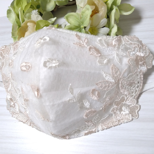 569 不織布マスクカバー レース 花柄刺繍 薄いグレー ローズ フラワー 569 不織布マスクカバー レース 花柄刺繍 薄いグレー ローズ フラワー