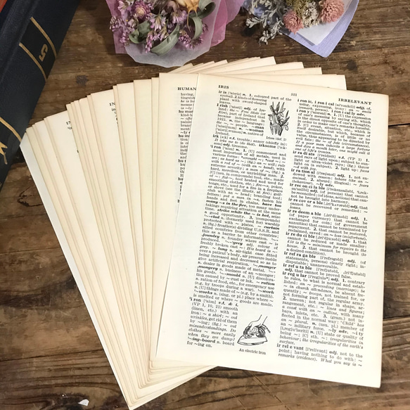 洋書切り離し・ヴィンテージ/アンティークな洋書ペーパー・辞書
