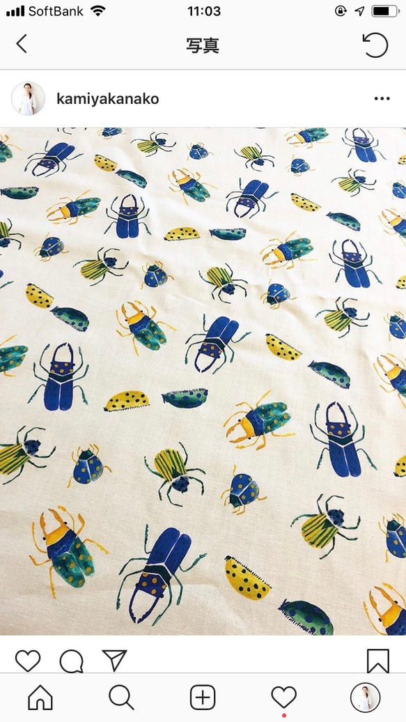 昆虫テキスタイル 生地 kamiyakanakoshop 通販 6602490｜Creema