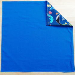 40×40 海 の 生き物 × 青 ブロード　ランチョンマット 2枚目の画像