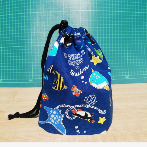 18×17 海 の 生き物 ラク軽 マチ付き コップ 袋 その他入園グッズ ブチ
