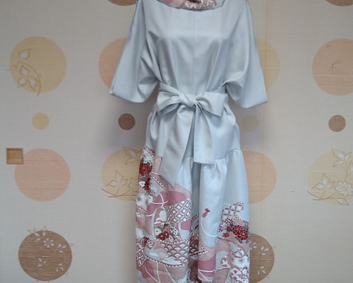 着物リメイク色留袖シルクワンピース ワンピース m's style 通販