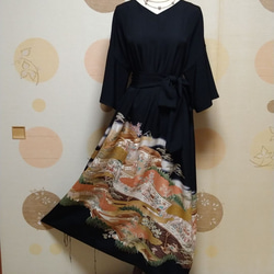 着物リメイク留袖シルクワンピース 新郎新婦母ドレス 結婚式 卒入学式